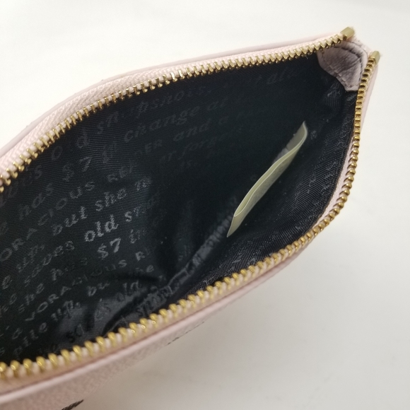 Kate Spade Light Pink & Black Owl Printed Wristlet Clutch ♠️ Novelty Bag - Picture 3 of 10